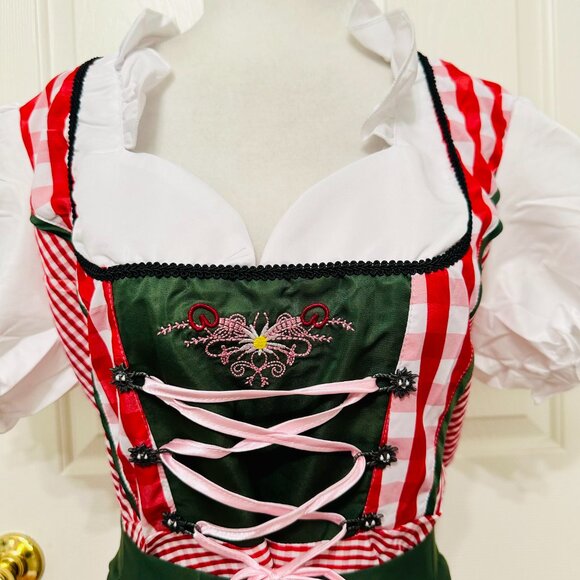 NWOT OKTOBERFEST HALLOWEEN DRINDL TRADITIONAL GERMAN MAID DRESS 2 PIECE - Picture 4 of 9
